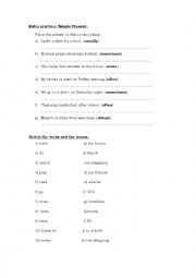 English Worksheet: Simple Present practice.