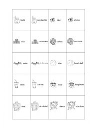 English Worksheet: Summer Holidays Memory Game