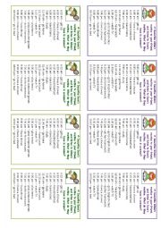 English Worksheet: silvia and daves routine - speaking cards