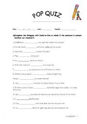 English Worksheet:  Can and could  