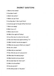 English Worksheet: Indirect Questions