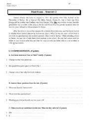 English Worksheet: Global Test 