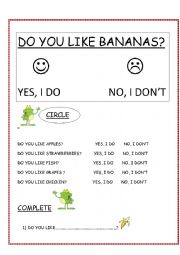 English Worksheet: Do you like...?