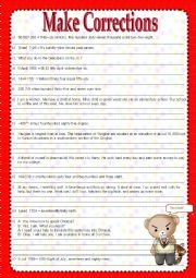 English Worksheet: Make Corrections