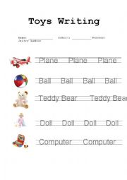 English Worksheet: TOYS WRITTING