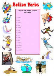 English Worksheet: ACTION VERBS