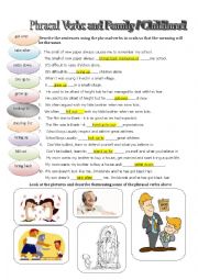 English Worksheet: Part I. Phrasal verbs - talking about family / childhood