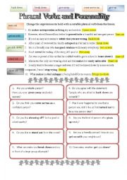 English Worksheet: Part III. Phrasal Verbs - Describing Personality