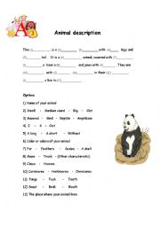 English Worksheet: Animal description