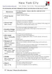 English Worksheet: New York city attractions 2