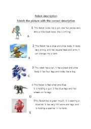 English Worksheet: Robot matching and design