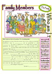 English Worksheet: Family Members * WHO am I * Part 2