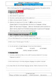 English Worksheet: Webquest European Day of Languages