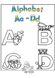 English Worksheet: Alphabet coloring A-D