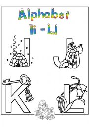 English Worksheet: Alphabet coloring I-L