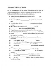 English Worksheet: Phrasal verbs activity