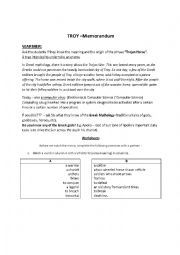 English Worksheet: Troy movie lesson MEMO / ANSWER KEY