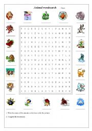 Animal wordsearch