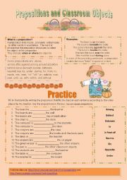 English Worksheet:  Video Activity! Prepositions and Classroom Objects