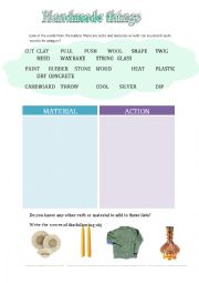 Handcrafts adjectives and materials