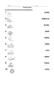 English Worksheet: Toys and numbers