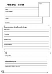 English Worksheet: Personal profile sheet