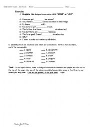 English Worksheet: Some vs Any wrksheet w/ task