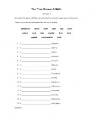 English Worksheet: Collective Nouns