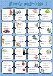 English Worksheet: Where can you get or buy ...?