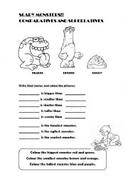 English Worksheet: Scary monters! comparative and superlative form of adjectives