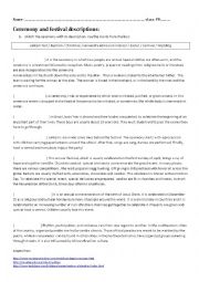 English Worksheet: Ceremony description PASSIVE VOICE