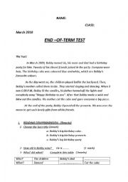 English Worksheet: test 7th form
