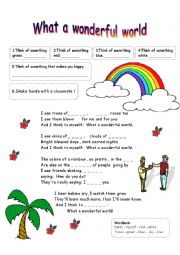 English Worksheet: What a wonderful world - song