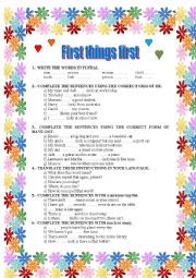 English Worksheet: FIRST THINGS FIRST