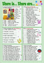 English Worksheet: There is...There are...