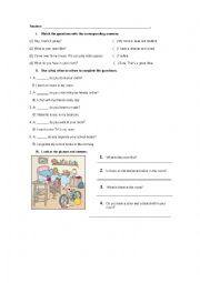English Worksheet: What - when - Where + My bedroom