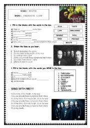 English Worksheet: SONG - MOUTH 