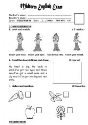 English Worksheet: Exam for children