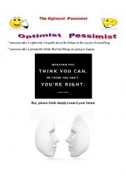 English Worksheet: The Optimist -Pessimist
