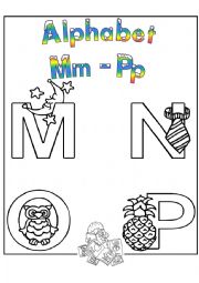 English Worksheet: Alphabet coloring M-T