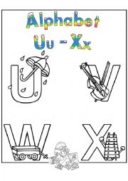 English Worksheet: Alphabet coloring U-Z