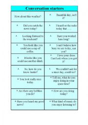 English Worksheet: Conversation starters