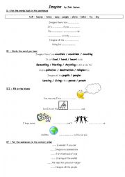 English Worksheet: Imagine by John Lennon (for English teachers in France)