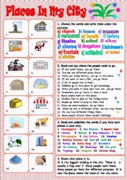 English Worksheet: Places in my city