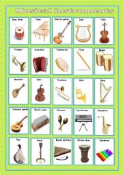 English Worksheet: Musical instruments