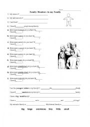 English Worksheet: Family Members in my Family