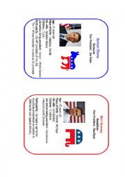 English Worksheet: Obama vs Romney ID cards