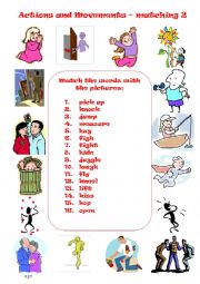 English Worksheet: action verbs