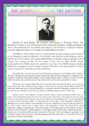 English Worksheet: ARISTIDES DE SOUSA MENDES - THE MAN WHO SAVED THOUSANDS OF REFUGEES DURING WWII- HUMAN RIGHTS