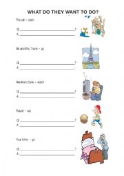 English Worksheet: what do they want to do?